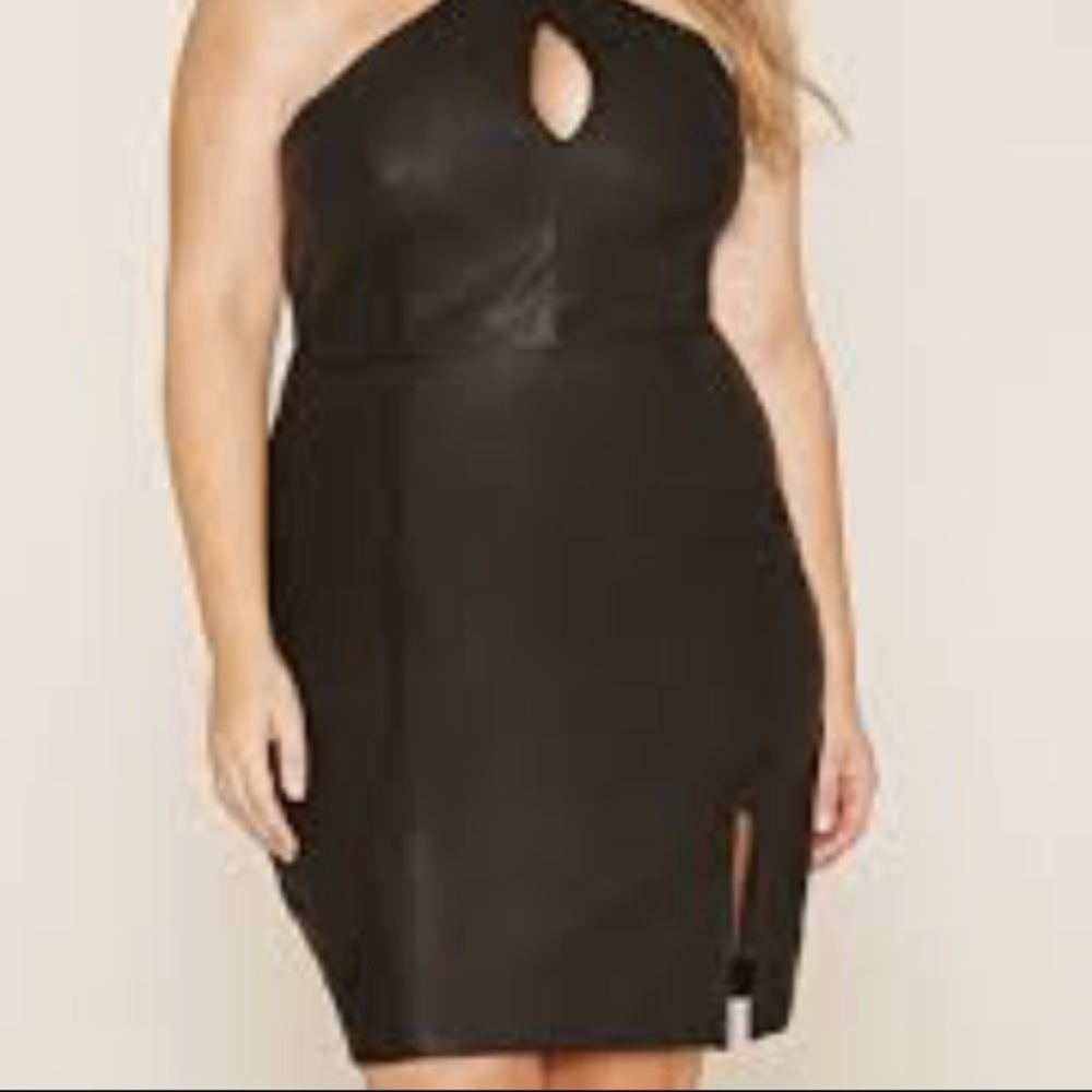 🖤Bailey Black Vegan Leather Halter Neck Dress NWT - Picture 4 of 12